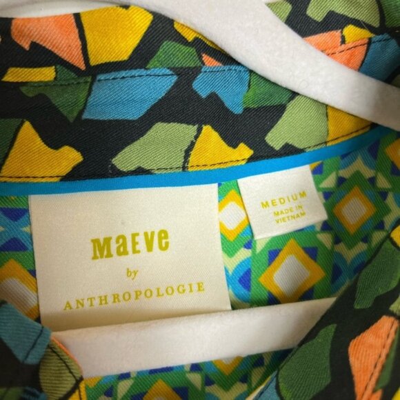 Maeve Anthropologie Patchwork Print Blouse M Artsy Boho Dopamine Top - Picture 7 of 11